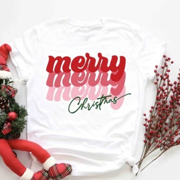 Tops - Merry Christmas Retro Shirt, Christmas Shirt, Christmas Winter Gift